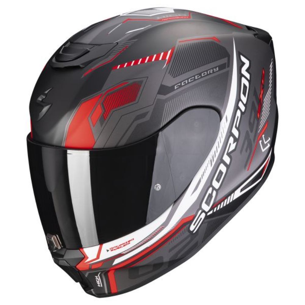 Immagine di CASCO EXO-391 HAUT MATT BLACK-SILVER-RED SCORPION