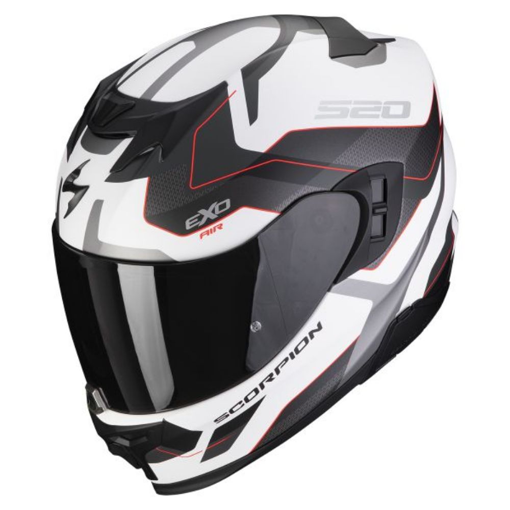 Immagine di CASCO EXO-520 EVO AIR ELAN MATT WHITE-SILVER-RED SCORPION