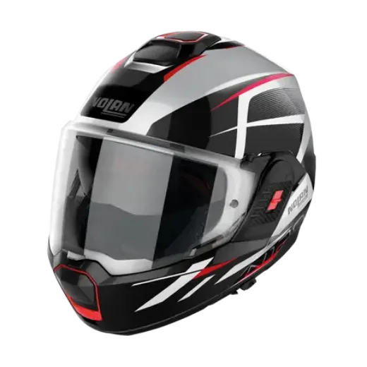 Immagine di CASCO N120-1 NIGHTLIFE N-COM 027 NOLAN METAL WHITE RED-BLACK