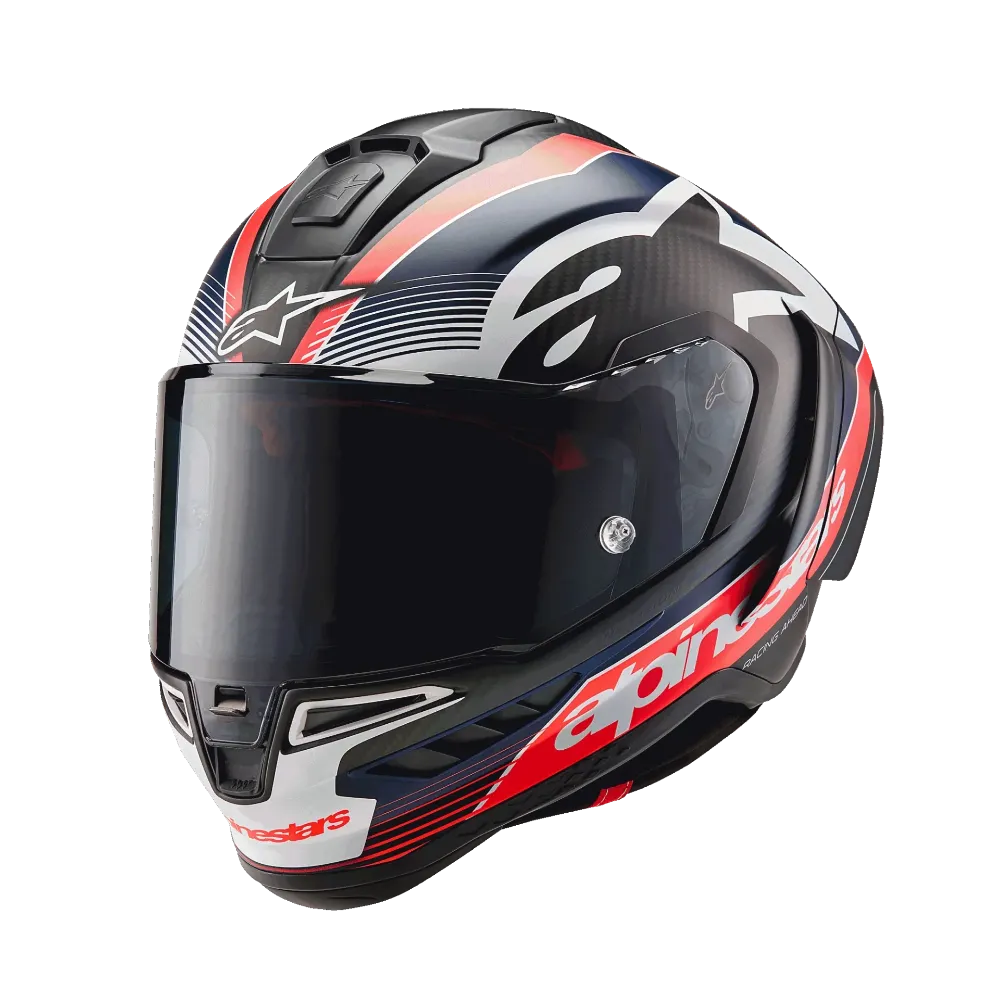 Immagine di CASCO SUPERTECH R10 TEAM CARBON RED FLUO BLUE MAT ALPINESTARS