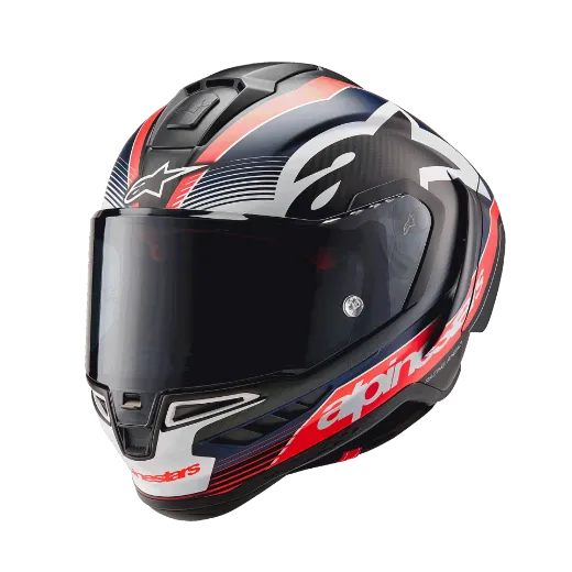 Immagine di CASCO SUPERTECH R10 TEAM CARBON RED FLUO BLUE MAT ALPINESTARS