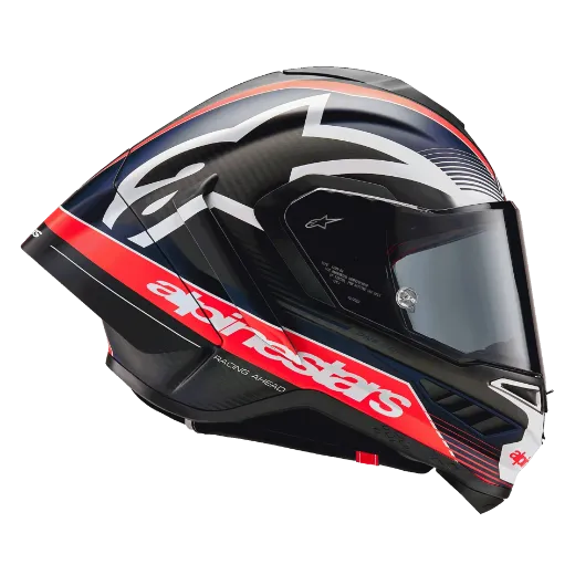 Immagine di CASCO SUPERTECH R10 TEAM CARBON RED FLUO BLUE MAT ALPINESTARS