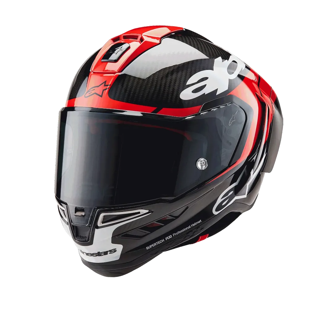 Immagine di CASCO SUPERTECH R10 ELEMENT ALPINESTARS BLACK CARBON BRIGHT RED WHITE GLOSSY