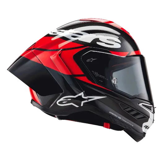 Immagine di CASCO SUPERTECH R10 ELEMENT ALPINESTARS BLACK CARBON BRIGHT RED WHITE GLOSSY