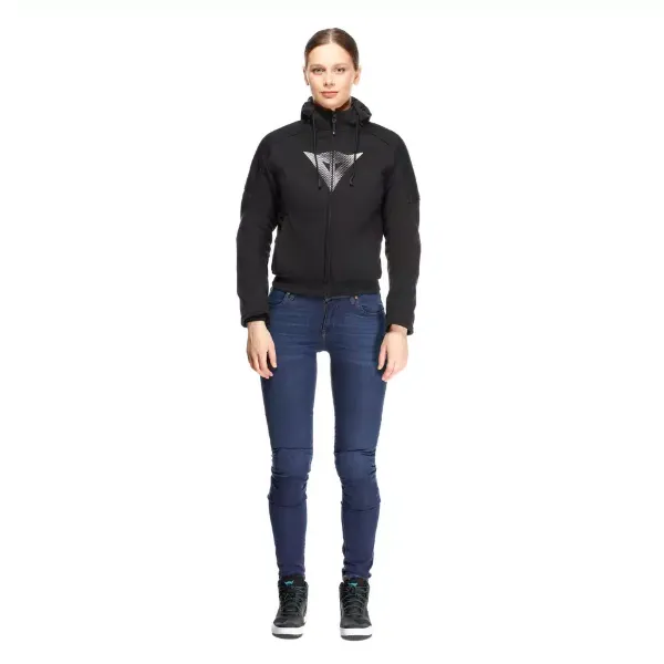 Dninmim Giacca In Pelle Donna Con Cappuccio Staccabile - Motociclista Autunno Inverno - Nera Con Cerniere E Tasche