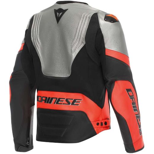 Immagine di GIACCA IN PELLE RACING 5 DAINESE SILVER RED FLUO