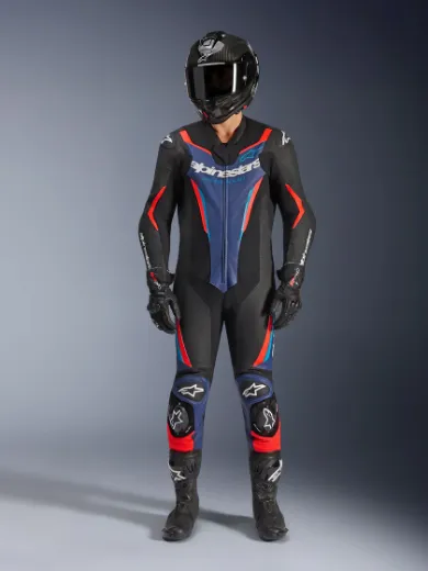 Immagine di TUTA IN PELLE GP FORCE V2 1 PEZZO BLU ROSSO ALPINESTARS
