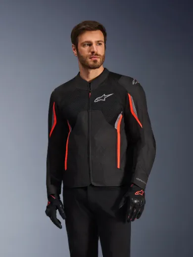 Immagine di GIACCA AST V3 AIR NERO ROSSO FLUO ALPINESTARS