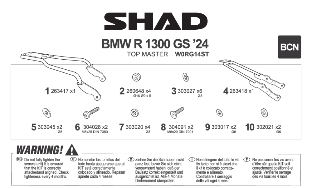 Immagine di ATTACCO PER BAULETTO POSTERIORE BMW R1300GS/R/RS