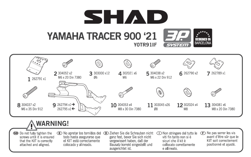 Immagine di 3P SYSTEM ATTACCO LATERALE YAMAHA TRACER 9/GT