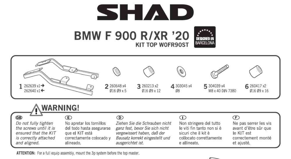 Immagine di ATTACCO PER BAULETTO POSTERIORE BMW F900R/XR